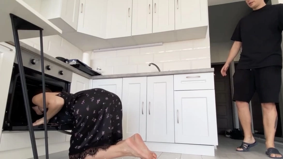 Young Neighbor Girl Gets Stuck In The Oven...