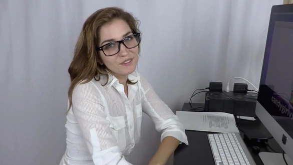 Bored Young Secretary Starts Playing With Her Wet Pussy!